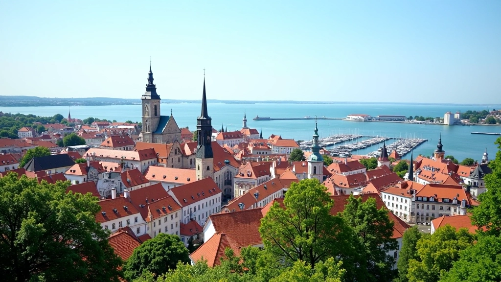 Vedute di Toompea verso la costa e il mare di Tallinn